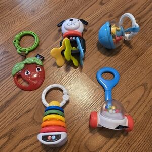 Fisher Price Tiny Take Alongs Gift Set 5 Colorful Baby Toys Vintage Inspired